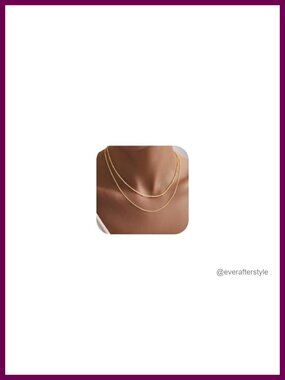 Dainty Gold Plated Layered Necklace Set, 2 Chain Necklaces with Lobster Clasp,